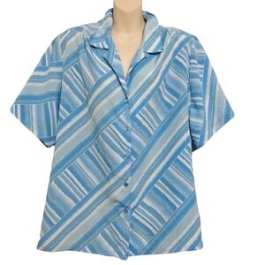 🔵BOGO FREE🔵 Donkenny Classics Blue Short Sleeve Button Down Top Sz 3x